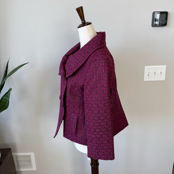 Isaac Mizrahi for Target 60s Style Elegant Pink w/Metallic Cropped Sleeve Jacket - Picture 5 of 7